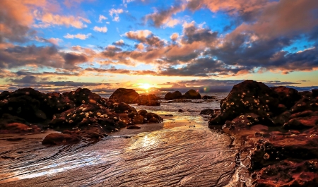 Cloudy Sky - nature, sky, sea, rocks