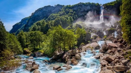 Foroglio Waterfall - river, water, nature, Waterfall, Foroglio, landscape