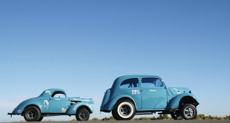 Willys-Gasser-And-Anglia - fords, lite blue, classic, gassers