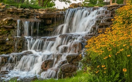 Spyglass Falls - flowers, waterfall, nature, rocks