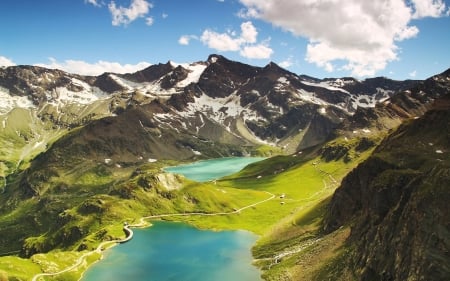 Beautiful View - clouds, forests, nature, beautiful, snow, mountains, lakes, sky