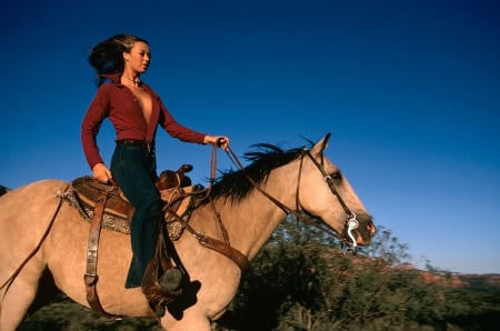 Riding.. - style, girls, western, women, models, ranch, outdoors, horses, brunettes, cowgirl, fun, female, boots, fashion