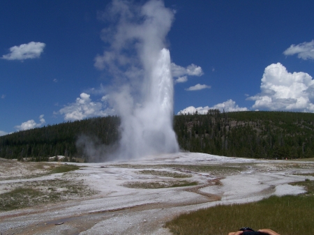 Old Faithful Spewing West Yellowstone - Scenic, National Parks, Natural Wonders, Geysers