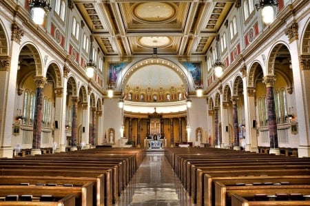 church - light, interior, God, church