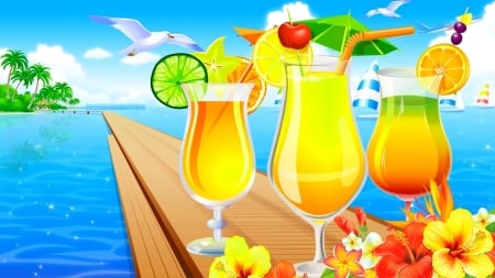 Refreshing - rereshing, colorful, tropical, drinks