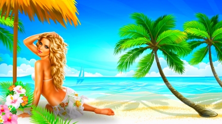 Vacation - woman, vacation, beach, girl, tropical