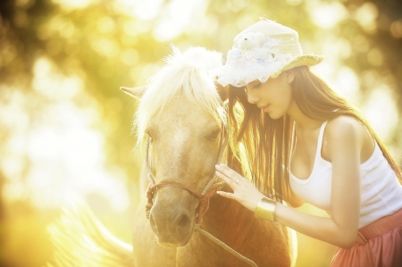 Lovely Girl - hat, horse, woman, model