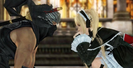 Cute Discussion - marie rose, costumes, ryu hayabusa, blonde hair girl, games, pretty, doa5, ninja gaiden, ninja, cute