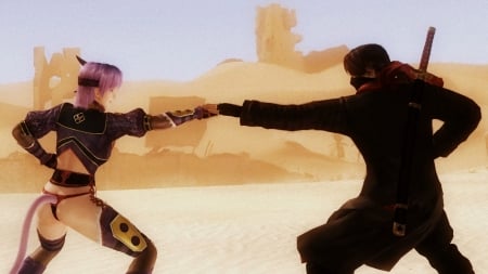 Ryu & Ayane - handsome, costumes, ryu hayabusa, japanese, fighters, doa5, ninja, friends, cute, ayane