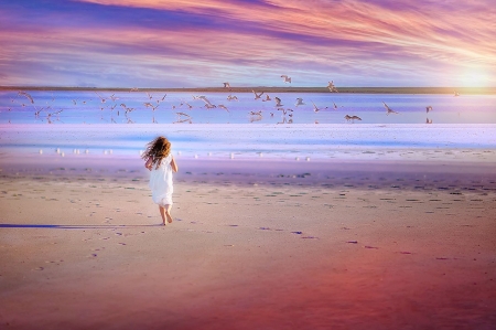 ♥ - girl, beach, photography, sky