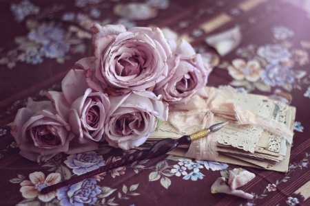 â™¥ - purple, flowers, roses, soft