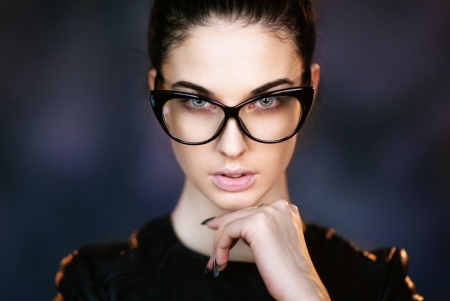 Alla Berger - beauty, woman, face, girl, glasses, hand, alla berger, model