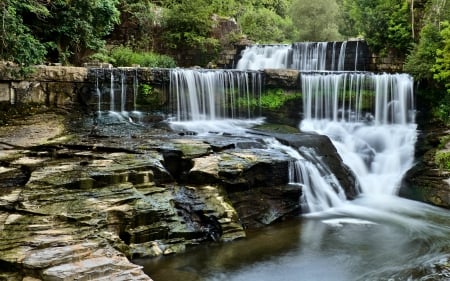 Senica Mills Falls, New York - nature, waterfalls, usa, rocks