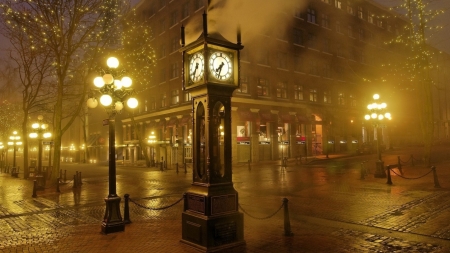 Empty street - city, clock, silent, empty