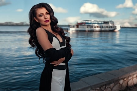 Unknown Model - water, beach, boat, sea, ocean, sand, babe, lady, woman, model