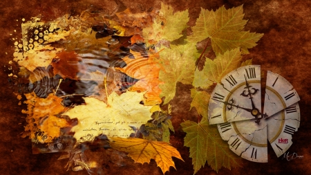 Autumn Time - fall, autumn, collage, clock, firefox persona theme, leaves