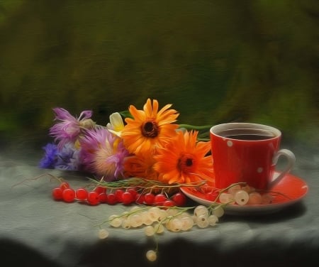 ♥ - abstract, flowers, cup, photography