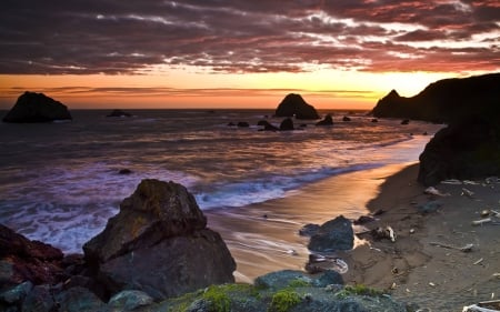 on the beach at night - fun, nature, ocean, beach, cool, sunset