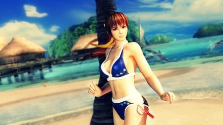 Kasumi - Island, Ocean, Cute, Bikini, Japanese Girl, Kasumi, Pretty Girl, Doa5, Summer, Beach