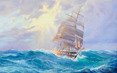 ship at sea - fun, sailboat, boat, ocean, cool