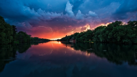 cool sunset - nature, fun, cool, river, sunset