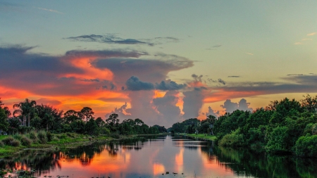 river sunset - fun, river, sunset, nature, cool