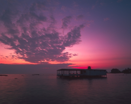 Catatumbo, Lake Maracaibo, Venezuela - sky, sunset, boat, clouds