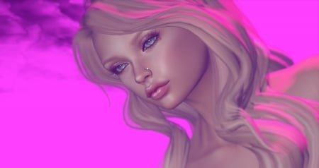 Girl - frumusete, fantasy, rendering, girl, blonde, beauty, pink, luminos