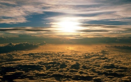 Sunset Over Clouds - clouds, skies, sunset, nature, beautiful, sunrise, sun, sky