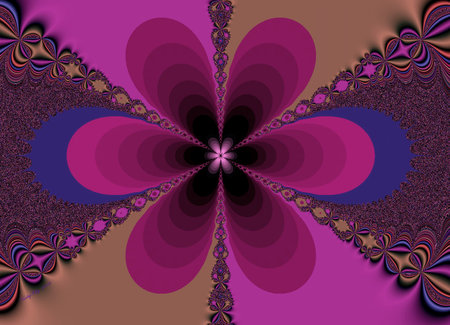 Flower Power 1 - blue, mauve, gold, colors, flower, pink, cg, black, fantasy, purple, fractals, copper, color, fractal