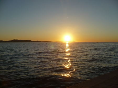 sunset - ccroatia, ocean, sun, water, sunset, zadar, waves, blue, beautiful, island, sunny, sea