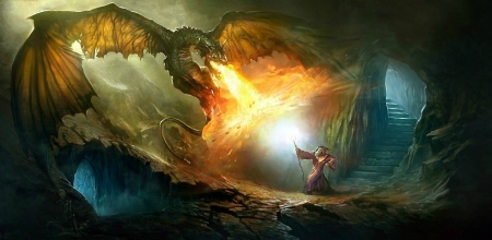 fantasy battle - fantasy battle, fun, abstract, wizard, dragon, cool