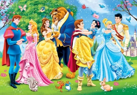 Disney couples - prince, fantasy, valentine, girl, princess, disney, couple, luminos