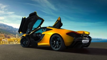 McLaren - vehicles, side view, cars, yellow cars, road, mclaren