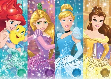 Disney princesses - fantasy, collage, luminos, girl, princess, disney