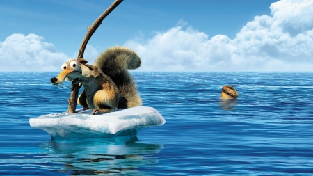 Ice age - funny, animal, water, nut, blue, white, squirrel, animaton, movie, ice age