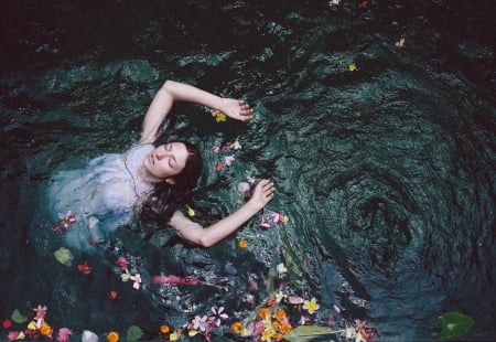 Beauty - petals, water, woman, model