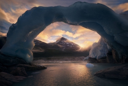 Ice arch - nature, ice, arch, sky