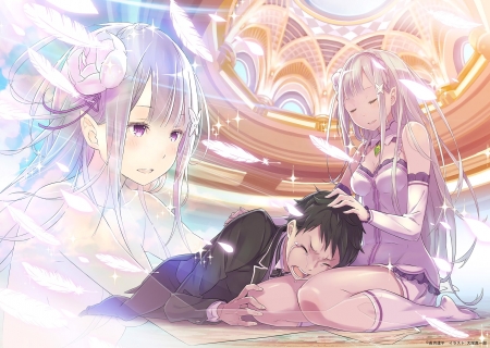 Subaru & Emilia - love, emilia, couple, anime, romance, rezero, manga