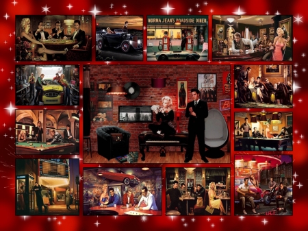 Screen Giants - marilyn monroe, cars, rock and roll, james dean, humphrey bogart, films, music, movies, elvis presley, pool, hot rod