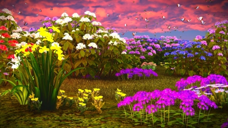 Flowers in Art - colorful, art, flowers, pretty