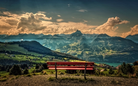 Mountain View - Mountain, View, Nature, Bench