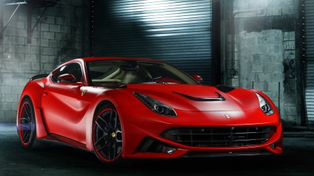 Ferrari F12 Berlinetta - black rims, ferrari, red, sports car