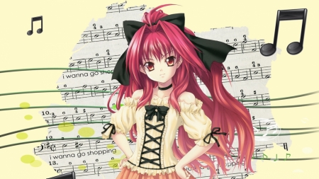 Melody - Cute, Girl, Melody, Music, Anime, Red hair