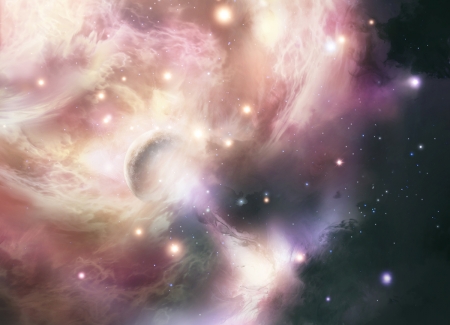 Cosmos - pink, iy tujiki, anime, stars, manga, sky, cosmos, planet, luminos, spave