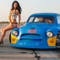 Bikini Model and a Chevy HHR Dragster