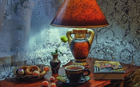 Still Life - lamp, pretty, still life, cup