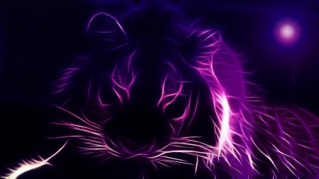 Fractal feline - abstract, purple, feline, wild, fractal