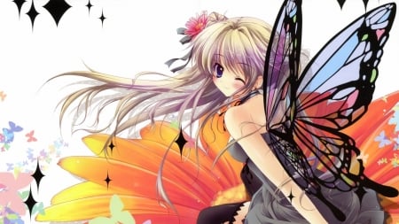 Butterfly girl - Cute, Girl, Butterfly, Anime