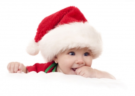 Merry Christmas! - hat, copil, baby, child, christmas, boy, santa, white, craciun, red, cute